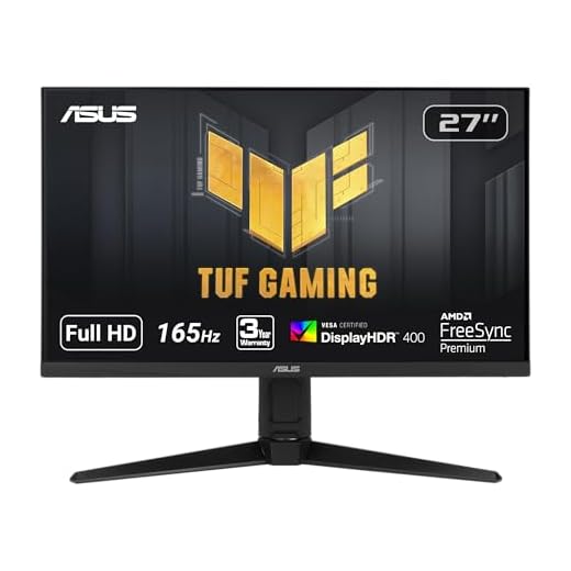 ASUS TUF Gaming VG279QL1A 27” HDR Gaming Monitor, 1080P Full HD, 165Hz (Supports 144Hz), IPS, 1ms, FreeSync Premium, DisplayHDR 400, Extreme Low Motion Blur, Eye Care, HDMI DisplayPort, BLACK