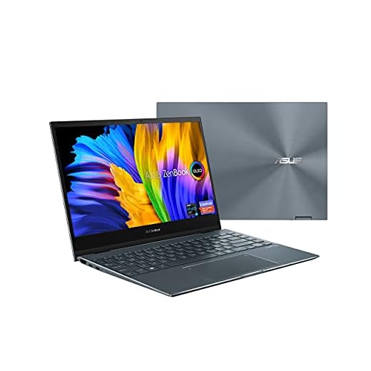 ASUS ZenBook Flip 13 OLED Ultra Slim Convertible Laptop, 13.3” Touch, Intel Evo Platform Core i5-1135G7 Processor, 8GB RAM, 512GB SSD, Windows 10 Home, AI Noise-Cancellation, Pine Grey, UX363EA-DB51T
