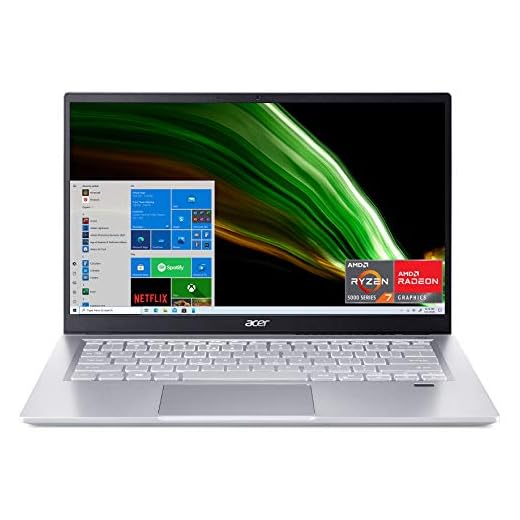Acer Swift 3 Thin and Light, 14" FHD IPS Screen, R7 5700U, 8GB RAM. 512GB SSD, Backlit KB, Windows 10, Silver,  SF314-43-R2YY