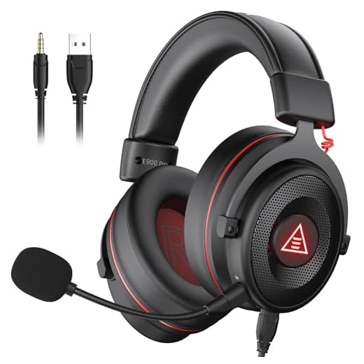 EKSA E900 USB Gaming Headset with Microphone for PC - PS4 Headset with Mic Detachable Noise Cancelling - 7.1 Surround Sound Gaming Wired Headphones Compatible with PS4, PS5, Xbox One, Computer, Laptop