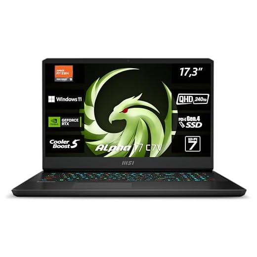 MSI Alpha 17 C7VG-031 , Gaming Laptop, 43,9 cm (17,3 Zoll) QHD, 240 Hz, AMD Ryzen 9 7945HX, 32 GB DDR5-5200, 1 TB SSD, NVIDIA GeForce RTX 4070, Windows 11 Home, QWERTZ Tastatur, Schwarz
