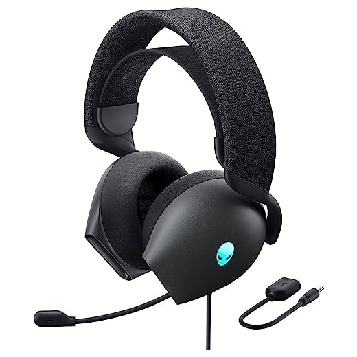 Alienware AW520H Wired Gaming Headset - Dolby Atmos, Unidirectional, AlienFX 16.8 Million RGB Colors, Microphone Mute, Volume On-Headset Controls, 40mm Hi-Res Certified - Dark Side of The Moon