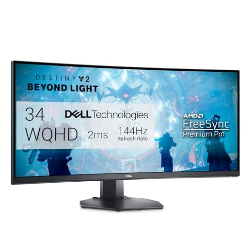 Dell S3422DWG Curved Gaming Monitor - 34 Inch 1800R Curved Screen with 144Hz Refresh Rate, WQHD (3440 x 1440) Display, HDMI, DP to DP 1.4 Cable, AMD FreeSync - Black