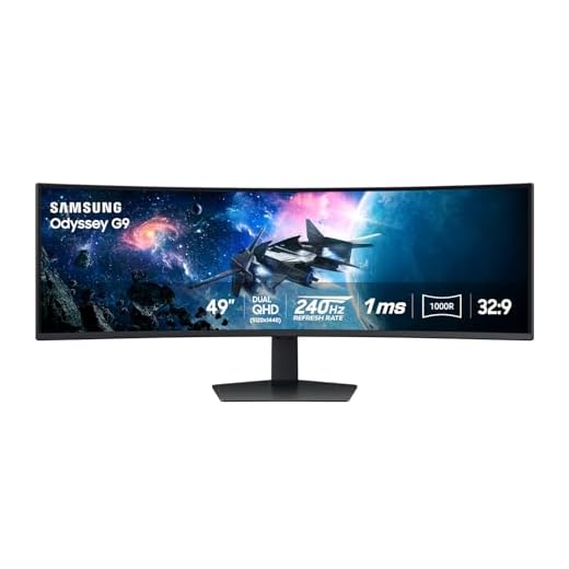SAMSUNG 49-Inch Odyssey G9 Series DQHD 1000R Curved Gaming Monitor, 1ms(GtG), VESA DisplayHDR 1000, 240Hz, AMD FreeSync Premium Pro, Height Adjustable Stand, LS49CG954ENXZA, 2024