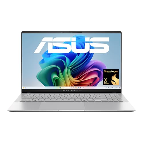 ASUS Vivobook S 15 OLED S5507QA Copilot+ PC | 15.6 Inch 2.8K WQHD+ OLED Display | Qualcomm Snapdragon X Elite X1E | 16GB RAM | 1TB SSD | Win11 | QWERTZ | Silver