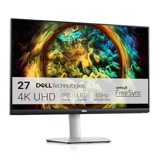 Dell S2721QS Monitor 27 Inch, 4K UHD (3840 x 2160) IPS Display, Ultra-Thin Bezel, AMD FreeSync, HDMI, DisplayPort, VESA Certified - Silver