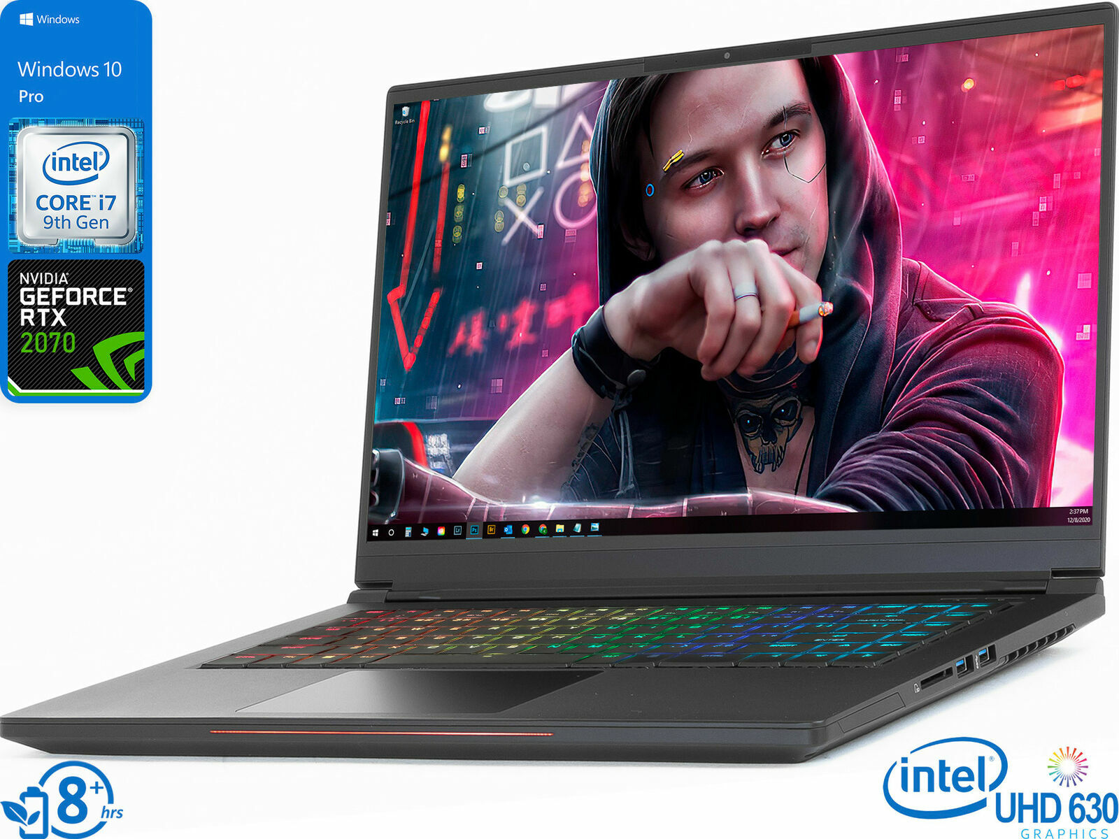 Refurbished Intel Whitebook 15 Laptop: i7-9750H, RTX 2070, 8 GB RAM, 256 GB SSD, 1080p 15.6" 144Hz IPS Display, Thunderbolt 3