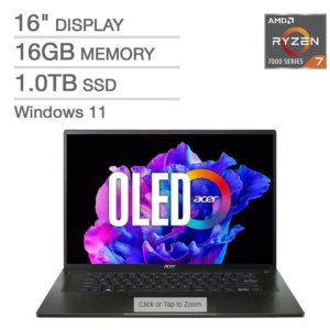 Acer Swift Edge; 16" 4K OLED  - AMD Ryzen 7-7735U - Windows 11